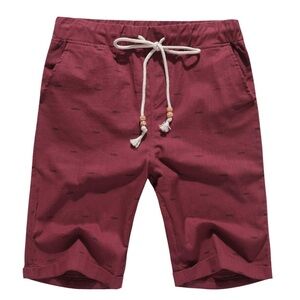 NWT, Medium Boisouey Men's Linen Casual Classic Fit Summer Beach Shorts.